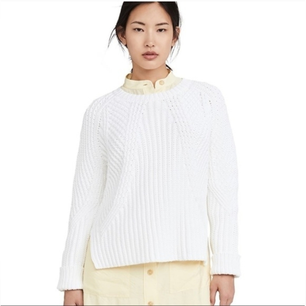 Vince Mixed Rib Crewneck Sweater Optic White XXSmall